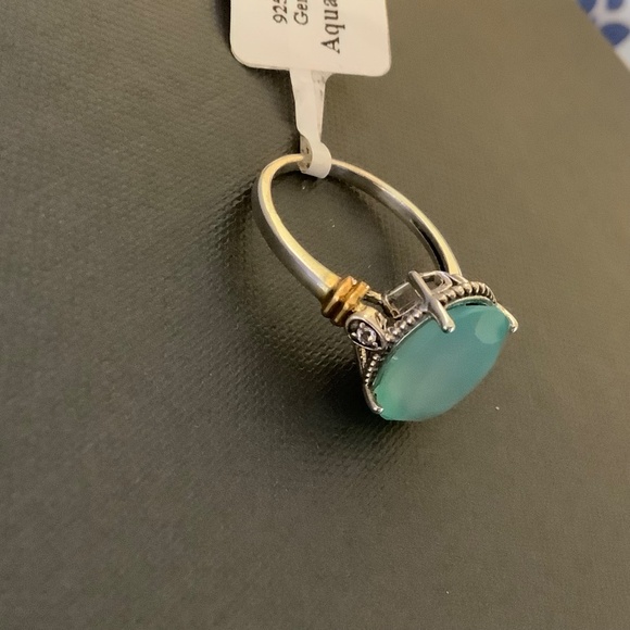 Sterling Silver Genuine Gemstone Aqua Chalcedony Ring Size-8 - Picture 3 of 16